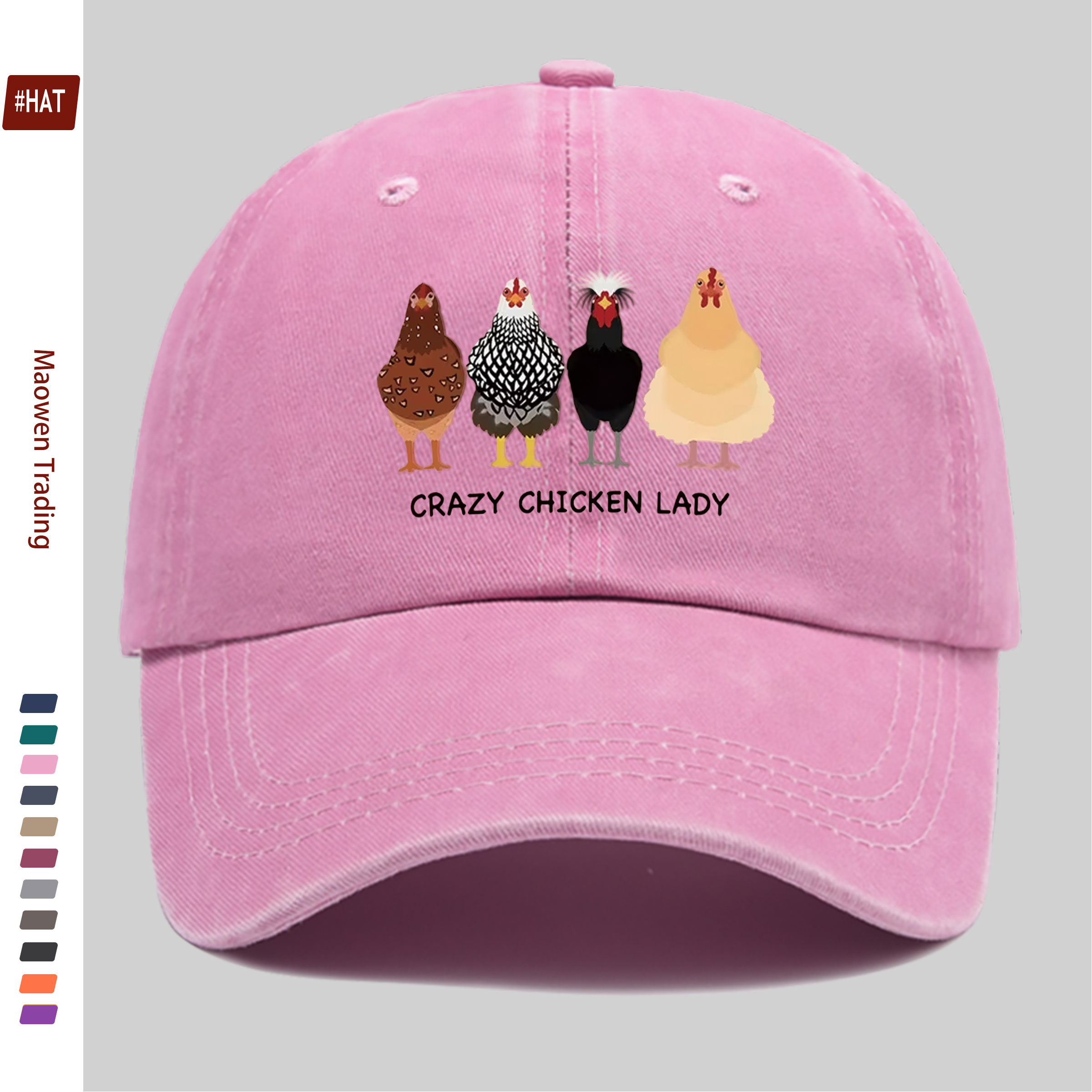 TEMU 1pc Baseball With Multi-colored Chicken Print Patterns, Sun Hat With "" Letter Design, Party Decoration Hats, Multiple Colors Available,