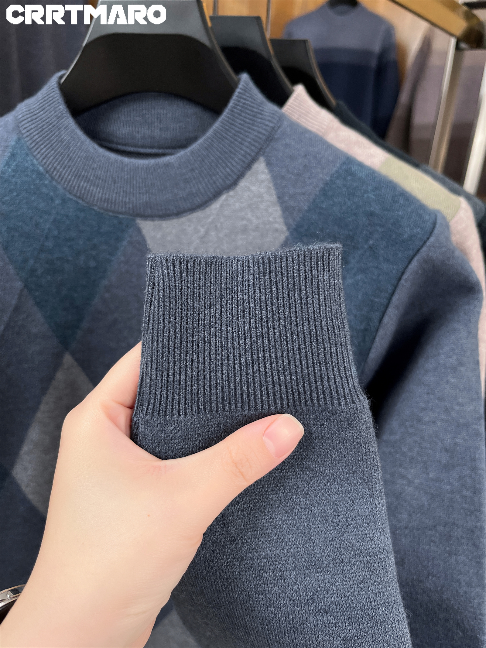 CRRTMARO Men'S Thickened Winter Sweater - Heavyweight Warmth, Half-High Neck, Dark GreyRed/ & Striped - Casual & Formal, Knitted Sweater For Men, Long Sleeve Sweater For Men, Pullover Sweater For Men, Men Winter Clothes, Winter Clothe For Men