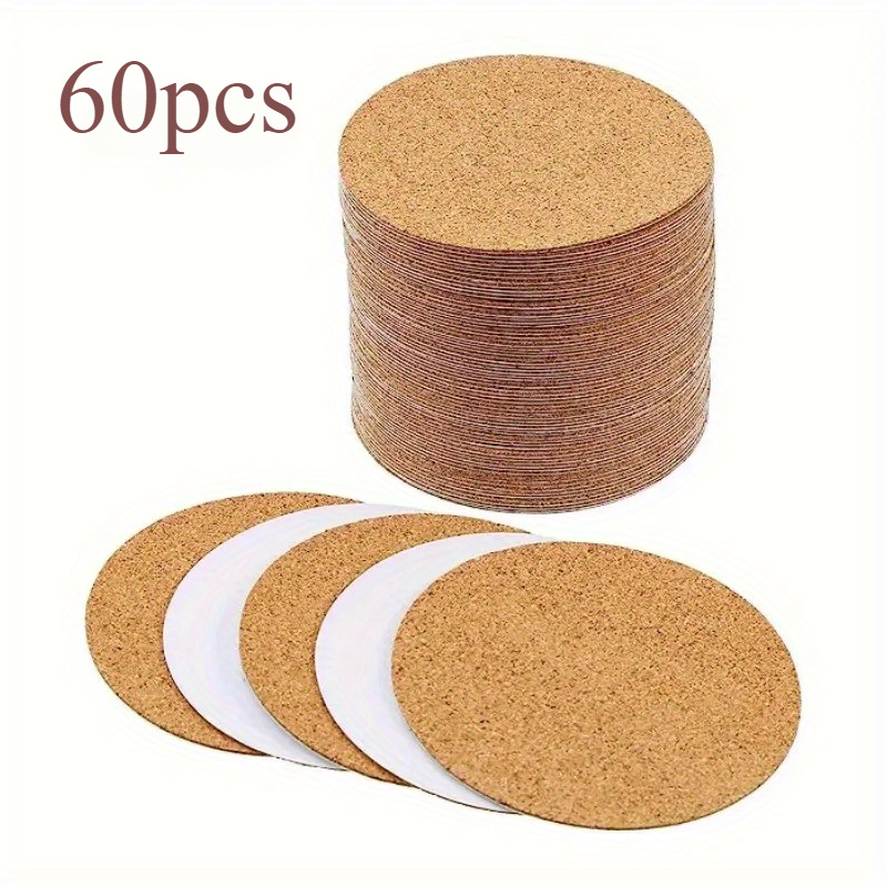 

60pcs Self-adhesive Cork Pads, 80mm Round, Heat-resistant & Non-slip - Ideal For Diy Crafts, Coasters With , Decor,