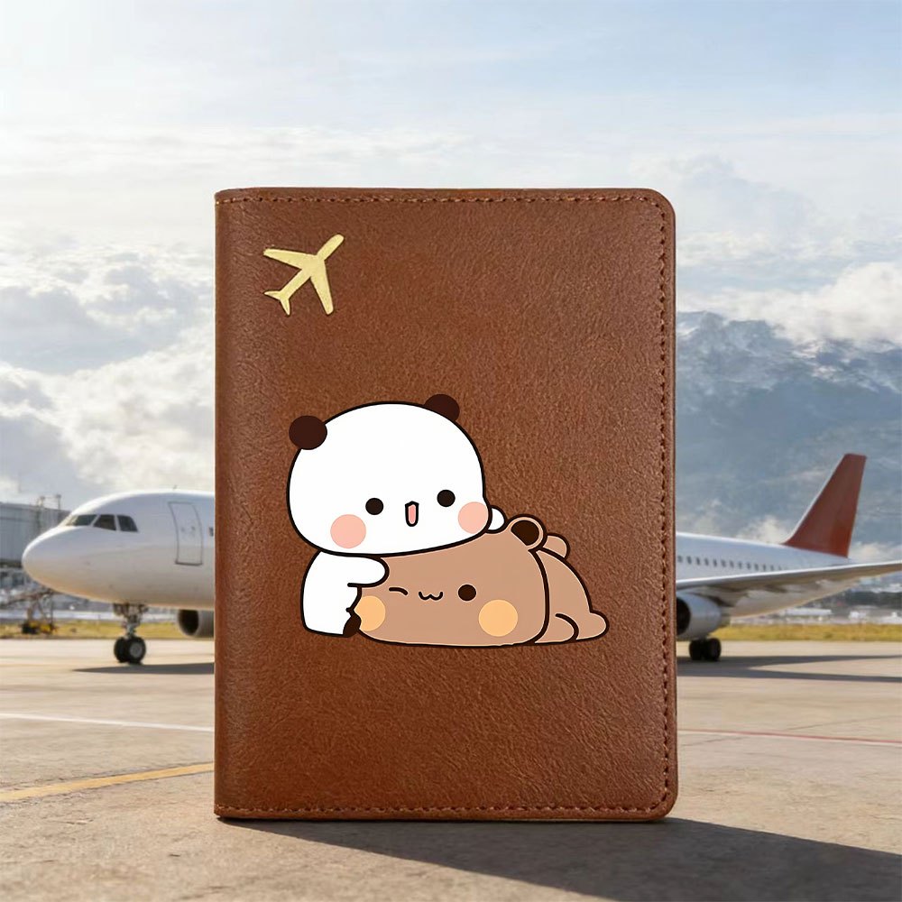 TEMU 1pc Adorable Airplane Passport Book, Faux Leather Travel Wallet Passport Holder, Compact Id Card Case Document Organizer For Men And Women