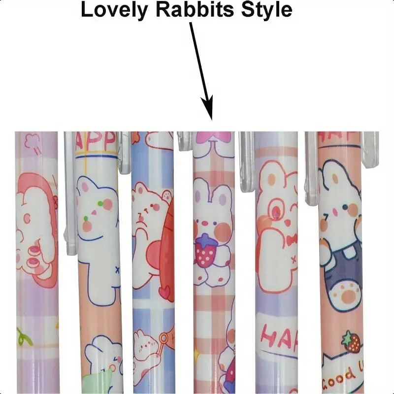 12pcs rabbits carrots gel pen cute cartoon pens retractable printing pen black ink for students ply, ink gel pens, cute pens bulk, needle tip pens, fancy pen, school pens, note taking pens, retractable gel pens, retractable pen, bulk gel pens, aesthetic, fancy , smooth ink flow, precise needle tip, students school supplies Product details 5