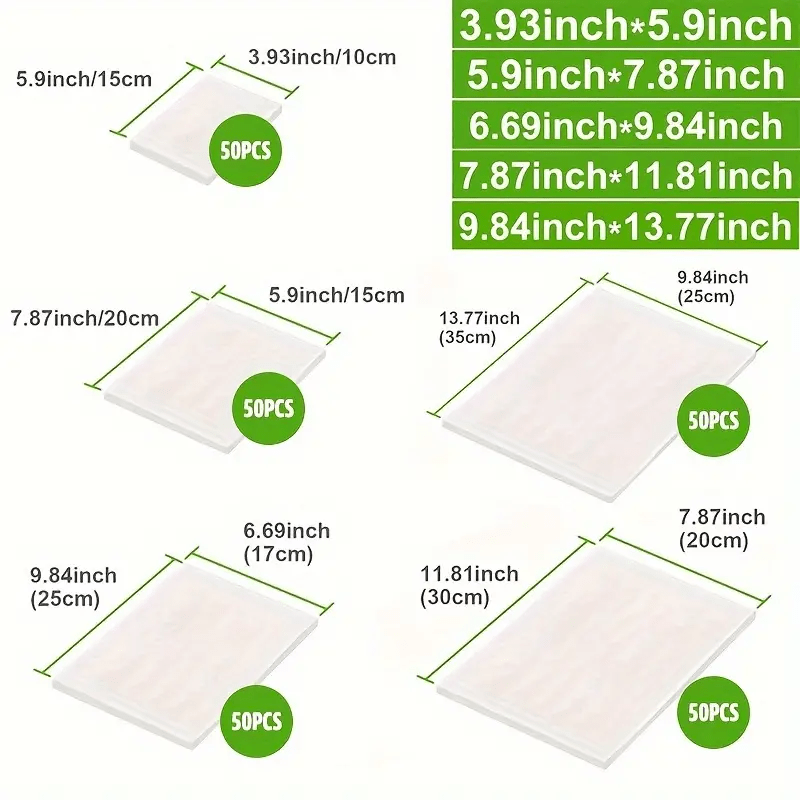 Image of 250 Vacuum-sealed Food Storage Bags In 5 Sizes