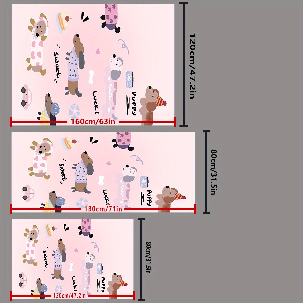 pink dachshund puppy design plush pet mat chew resistant non slip large dog bed washable polyester kennel pad with   cartoon hearts   multi size indoor outdoor pet mat for   dog mat indoor outdoor mat cute animal prints chewresistant material Product details 4