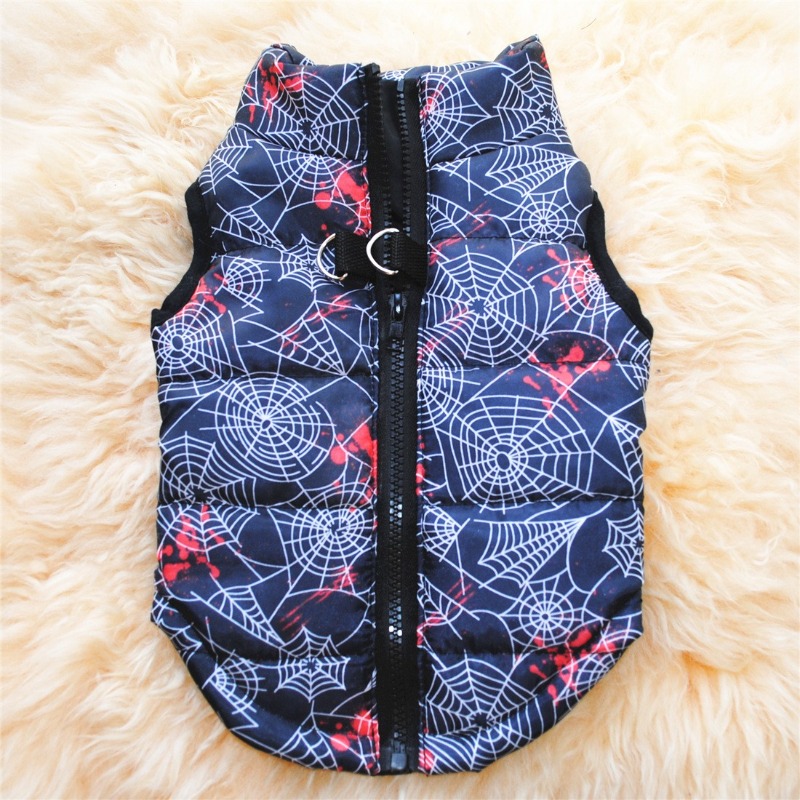 TEMU PetDream Vestiti per Animali Domestici - Gilet Caldo con Stampa Ragno di Halloween per , Gilet per Cani Ispessito /Inverno con Anello a D per