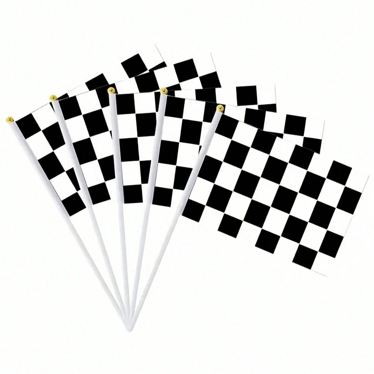 TEMU 5 Stk. schwarz-weiße Rennfahrer-Winkflaggen, Rennsignalflaggen, schwarz-weiße Startflaggen, -Flaggen, Cheerleader-Handwinkflaggen