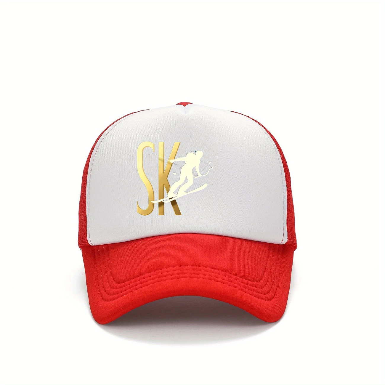 snapback baseball cap with sk print design polyester wear ideal gift for family sports cap casual headgear durable details 5