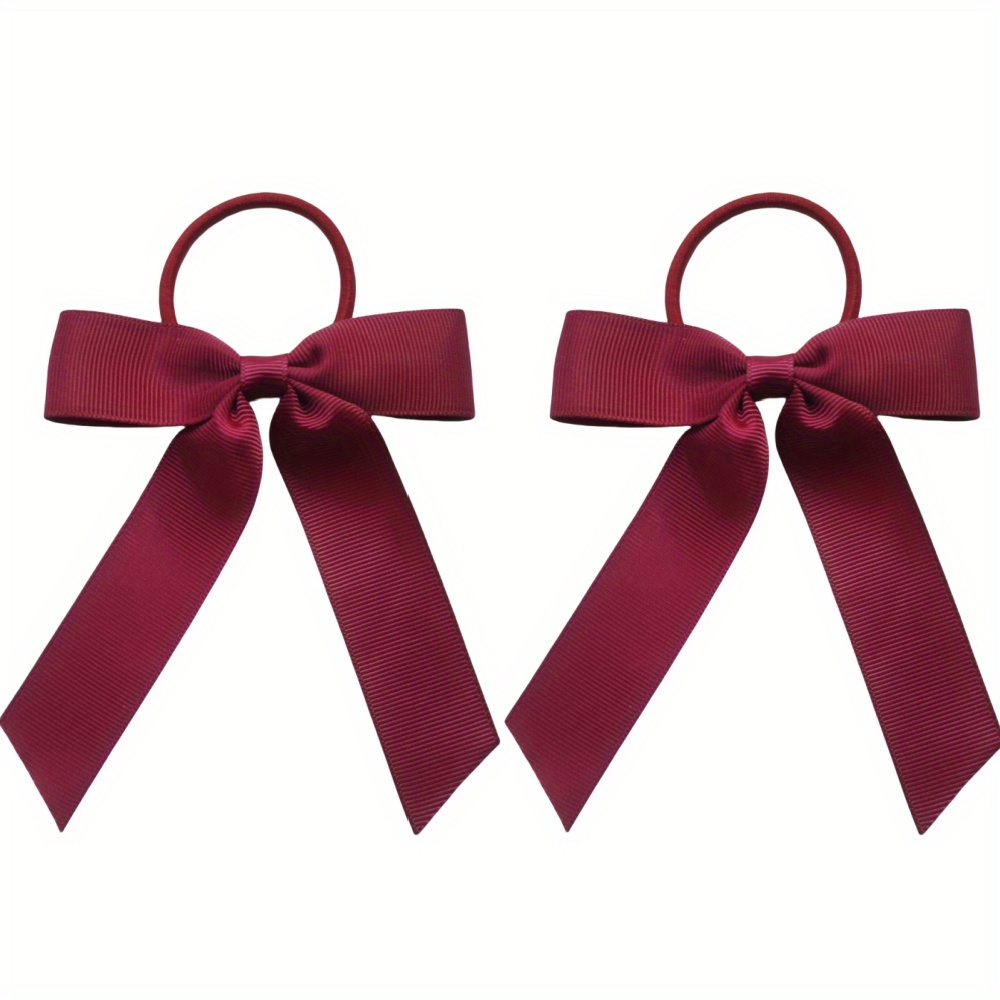 2pcs Solid Color Bow Short Tassel Hair Clip Set