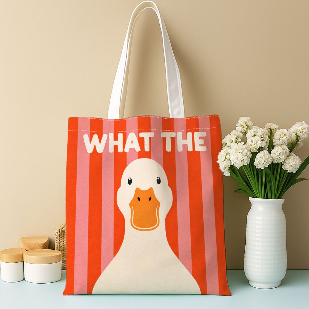 TEMU 1 sac fourre-tout amusant avec citations de canards, sac de courses réutilisable humoristique, sac fourre-tout imprimé multifonctionnel pour ,