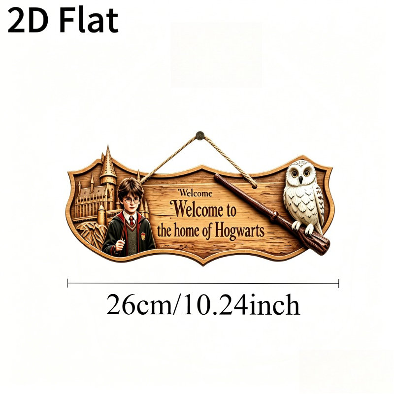 TEMU 2d Flat, 2d Flat. Harry Potter Themed Welcome Sign, , Suitable For Hanging On Front Doors, Entryway Wall Decoration, Room Embellishment, Home