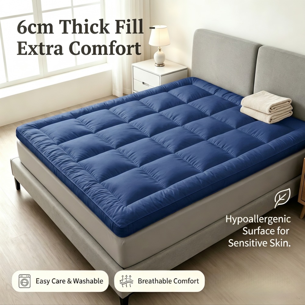 TEMU Washable Mattress Protector Soft Fluffy Bed Mattress Topper Breathable Fabric Fixed Corner Straps Anti Slip Bed Pad For Single Double Bed