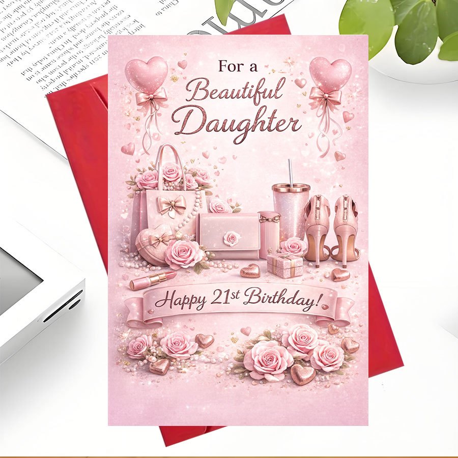 TEMU 1pcbeautiful Daughter Birthday For Parents To 21st Birthday With Elegant Gifts And Perfect For Special Daughter Birthday Greetings And
