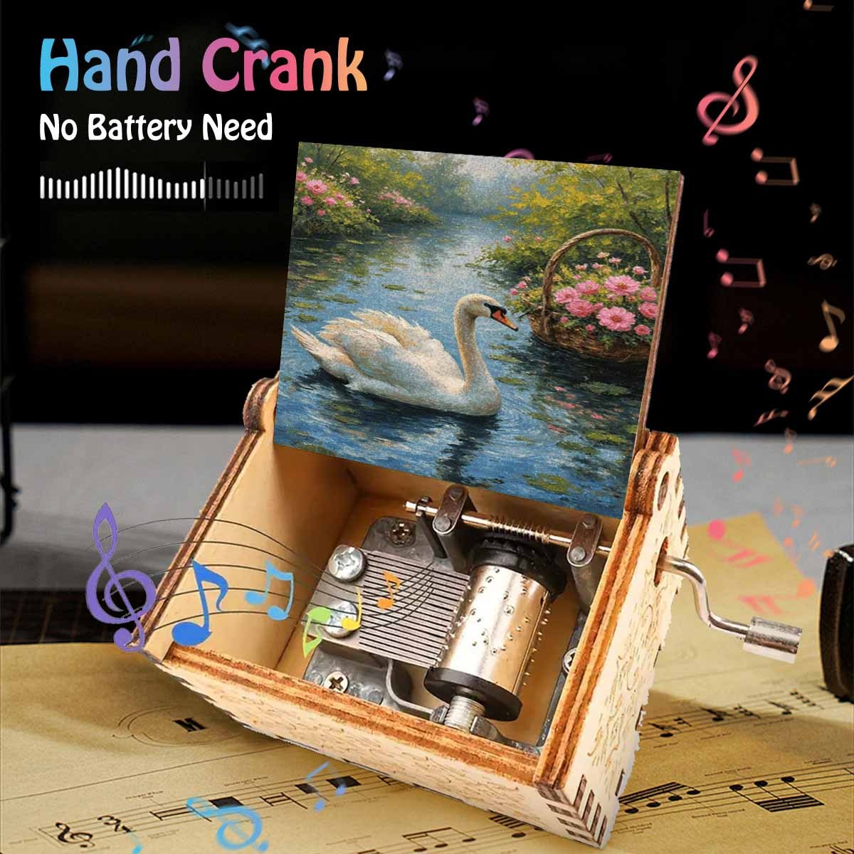 музыкальная шкатулка лебединое озеро - винтажная музыкальная шкатулка с 8-нотным пианино, тема лебединое озеро, механизм с заводом,   и свадебных подарков, ностальгический   Детали 0