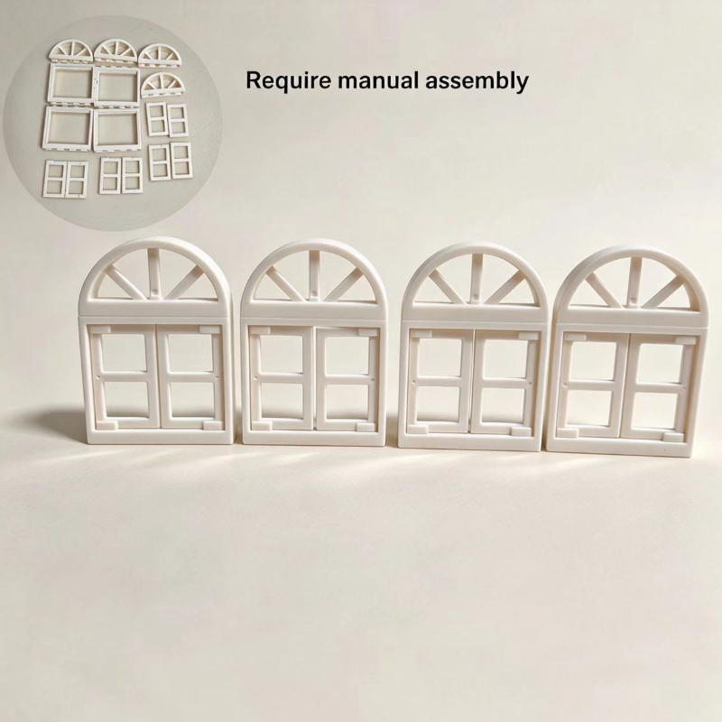 TEMU 4pcs Miniature European Window Models | Functional Opening And Closing, Realistic , Durable Plastic Construction, Suitable For Dollhouses, Model