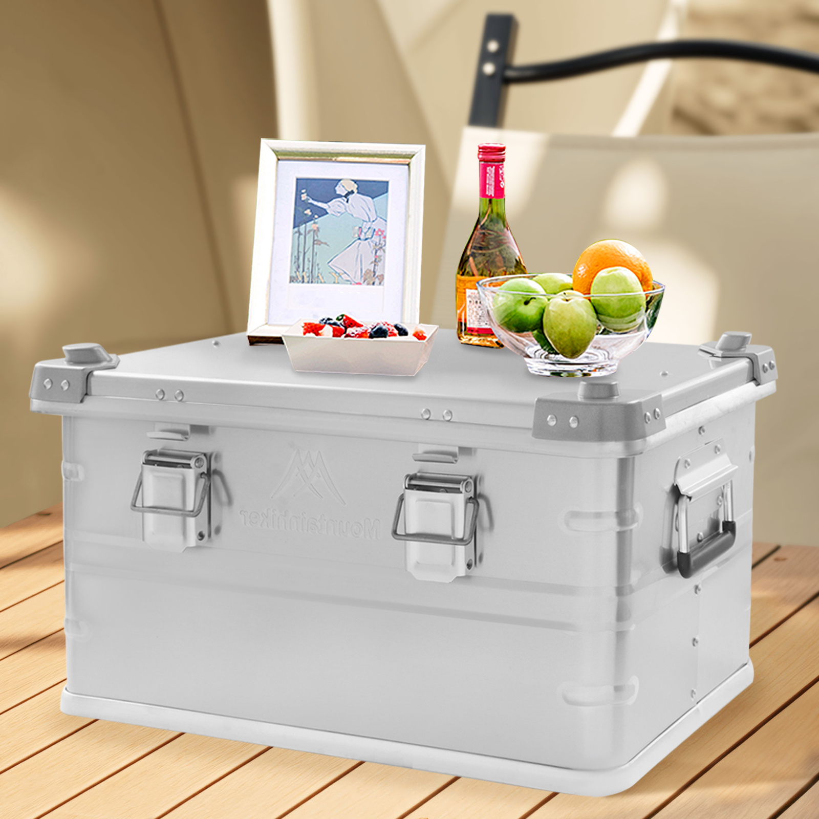 aluminum alloy outdoor camping storage box 50l silvery our storage box features an elegant rectangular look that   in with your   or camping equipment