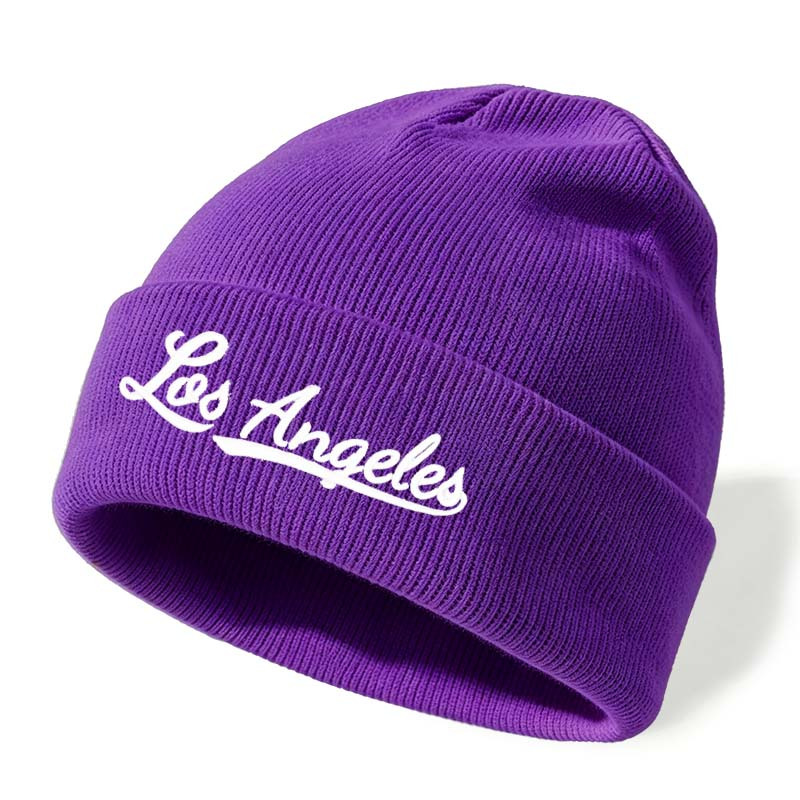 TEMU 1pc Cool Brimless Beanie With Los Angeles Embroidery - Stretchable Unisex Winter Cap Suitable For , Lightweight Warm Elastic Ear For Daily