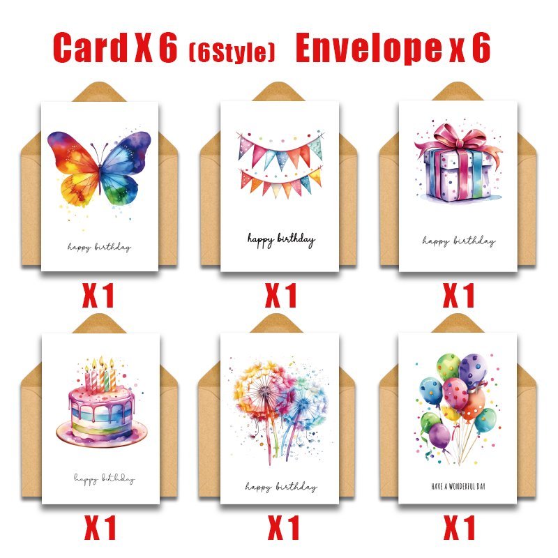 

12pcs Watercolor Envelopes, Blank Notecards Bulk Set For