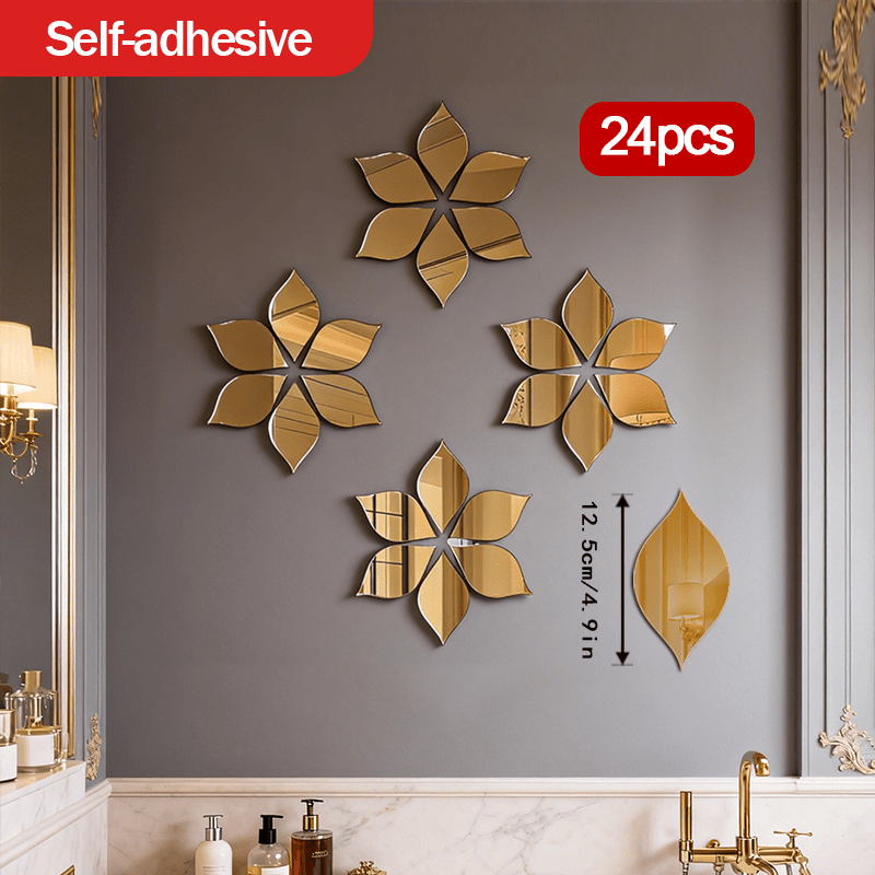 TEMU Specchio modellante combinato a forma in acrilico, 24 pezzi - Specchio decorativo - Stile francese - per bagno, soggiorno, , decorazione murale