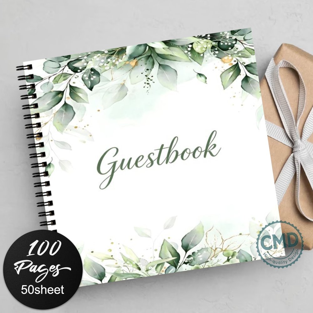 TEMU 1pc Guestbook per Matrimoni Ricevimenti | Guestbook con Design e Verde ad per Registrare come Addii al Nubilato Lauree Funerali Anniversari