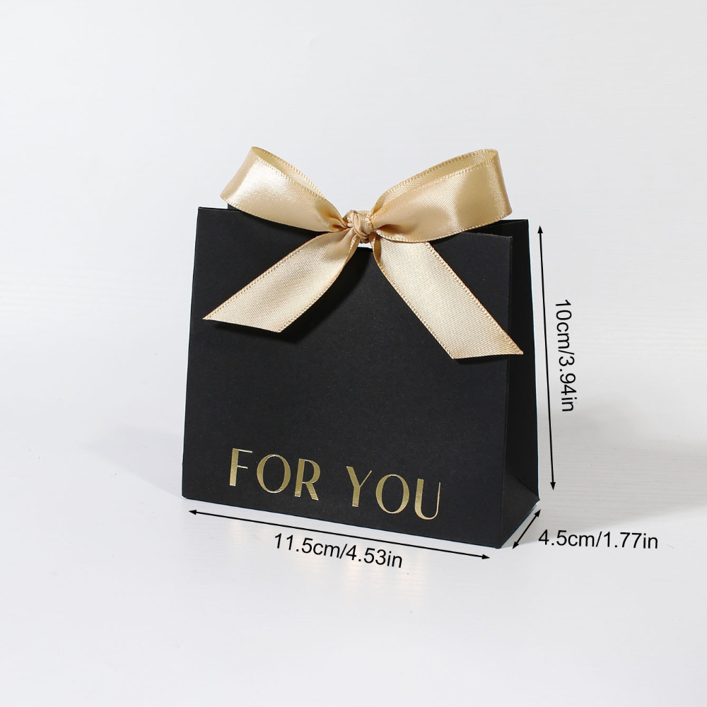 Image of 5pcs For You Small Gift Bags With Ribbon, Elegant Paper Favor Bags, Letter Design, Minimalist Gift Packaging For Wedding, Birthday, Party Favors, Holiday Gifts, Candy And Small Present Packaging