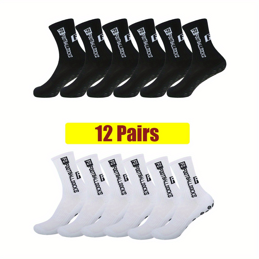 3/12 Pairs Professional Exercise Athletic Non-slip Grip Socks Men Women Sports Football Basketball Baseball Soccer Cycling Running Hiking Tennis Skateboard Towel Bottom Breathable Shockproof Socks