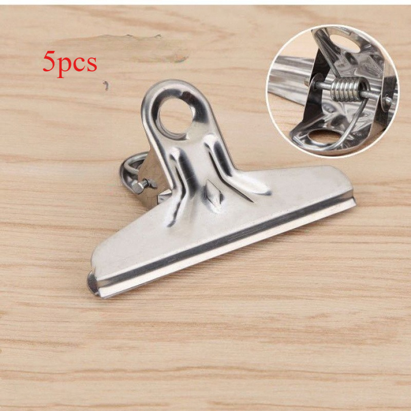 TEMU 5 pezzi di clip a bulldog, clip per cerniere, clip per raccoglifile in acciaio inossidabile per documenti, file, foto, forniture per ufficio