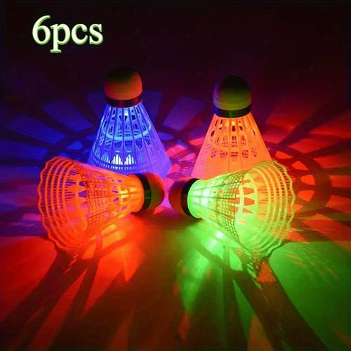 6pcs luminous feather ball set durable feather ball suitable for night outdoor entertainment suitable for family entertainment random colors and styles