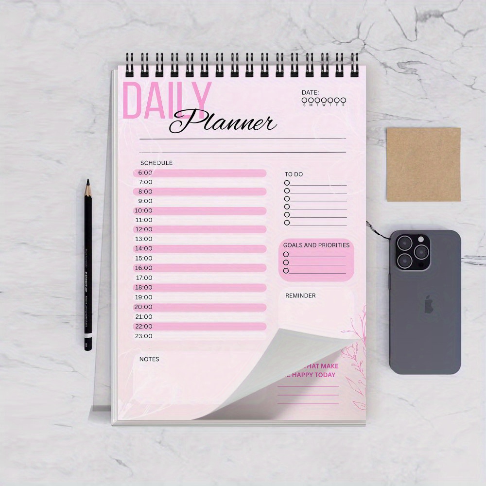 TEMU 1pc Cahier de planification quotidienne , Organisateur de liste de tâches, Agendas de travail, Bloc-notes pour notes et liste de tâches, Design