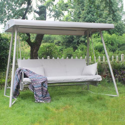 Heavy-Duty Outdoor Patio Swing Chair Bed - Convertible 3-Seater to Bed with Adjustable Canopy, Metal Frame (600lb Capacity, Steel Construction), High Quality Fabric Cushioned Seat - for Garden, Poolside, Backyard - Easy Assembly, Convertible Chair Bed, Poolside Lounging, Cozy Cushioned Seating, Durable Bearing Suspension, Powder Coating