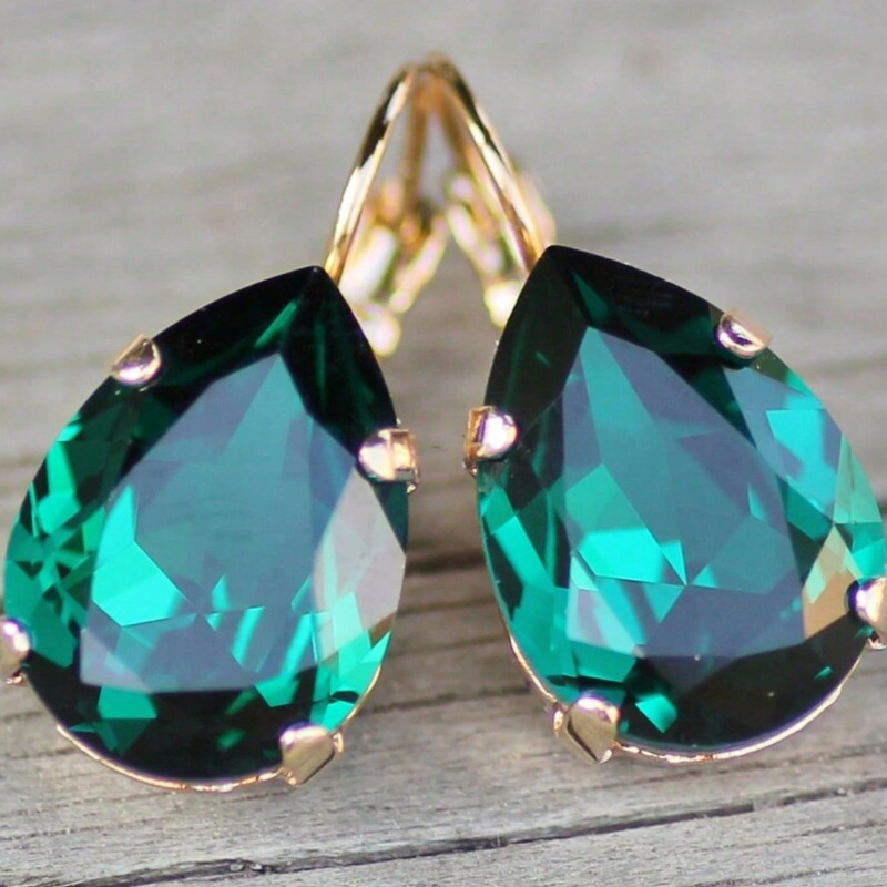 TEMU 1pair Luxury Elegant Droplet Shaped Earrings Shiny Jewelry For Daily Casual Party Wedding Gift ()