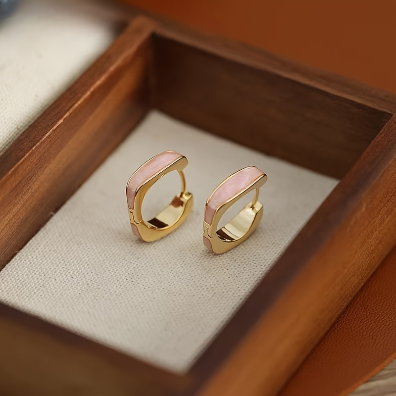 TEMU Boucles d'oreilles carrées pour femmes, design minimaliste haut de gamme et de luxe, paillettes de verre à goutte, style et élégant