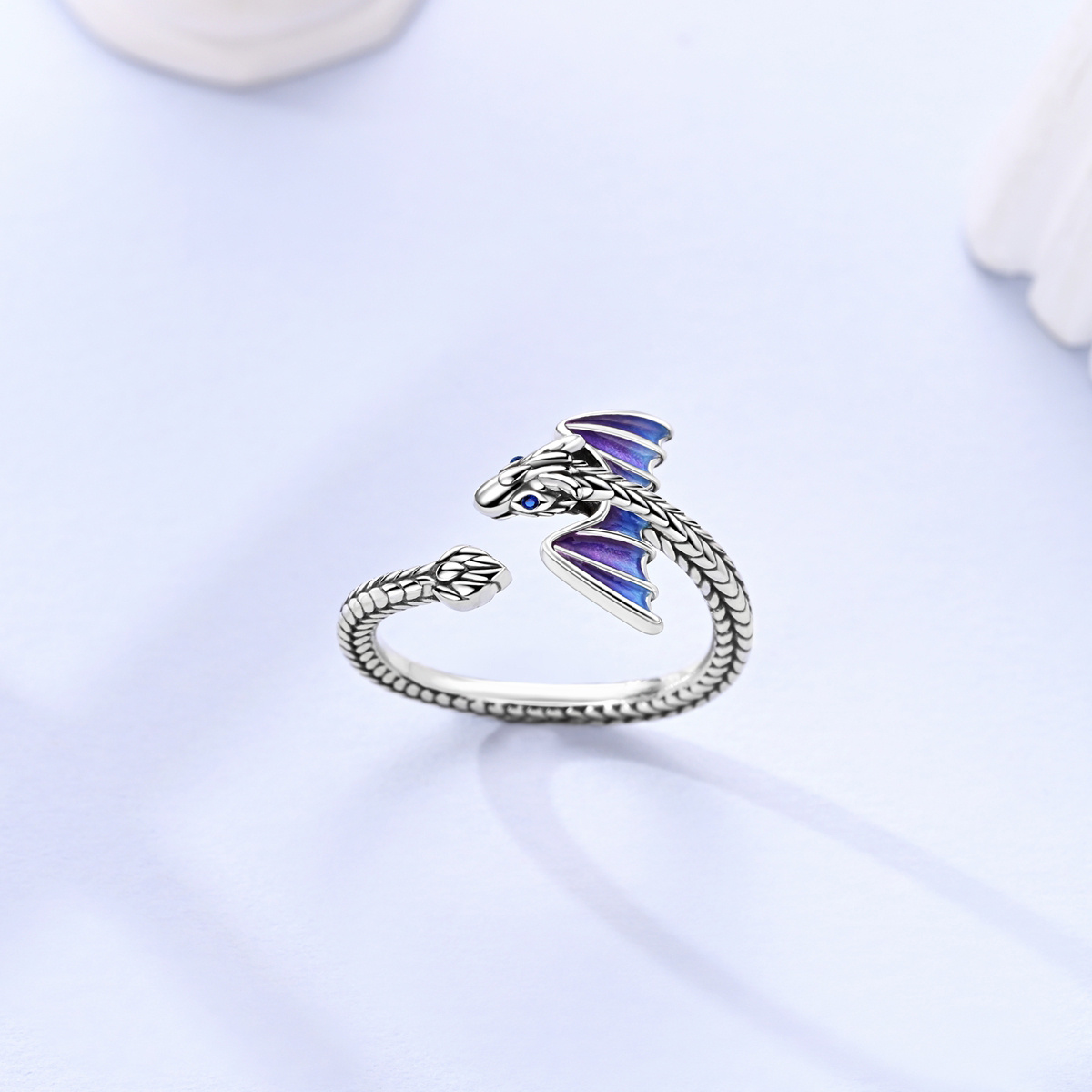 TEMU 1pc Silvery Plated Women Fire Dragon Rings Gorgeous Rings Stackable Rings Simple Stackable Finger Rings Engagement Ring Personality Rings Size