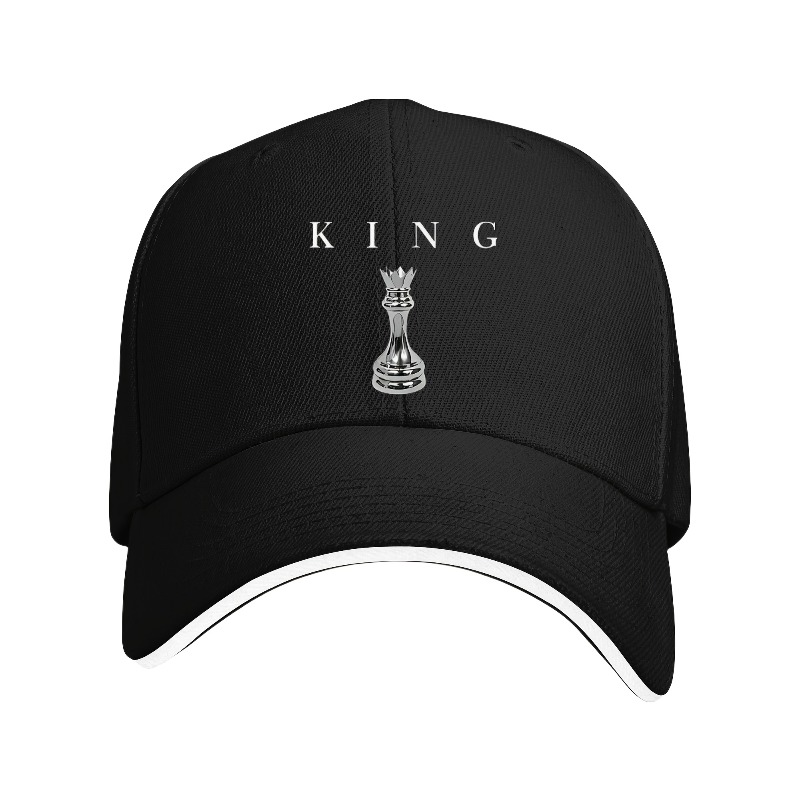 1pc King Letter & Chess Print Trucker Hat - Adjustable Hook & Loop With King Lettering, Lightweight Unisex Design For &, Vintage Style, - Outdoor & Casual Wear (for, Fishing,)