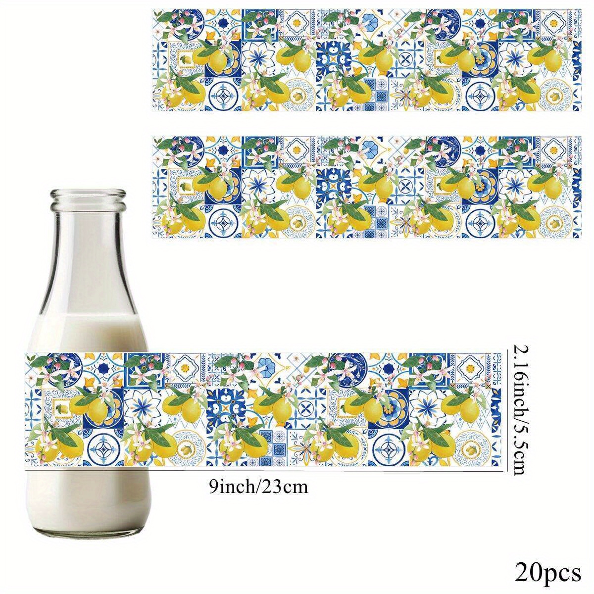TEMU 20 adesivi per bottiglie di limone, adesivo limone mediterraneo per feste estive di compleanno, confezioni per bottiglie
