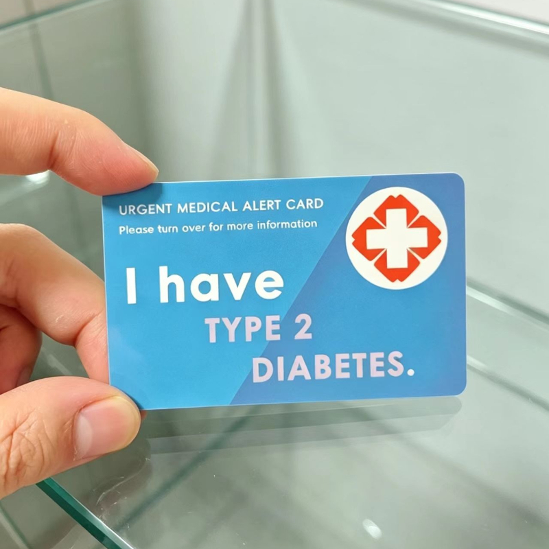 Type 2 Diabetes Type 2 Diabetes Card, Pvc Diabetic Id Card, Credit Card Size Emergency Health Information Card, Diabetes Support Alert Card