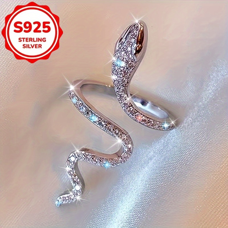 TEMU S925 And Fashionable Sparkling Synthetic Zirconia Ring Opening Ring - , Suitable For Daily Party, Party And Gift Giving