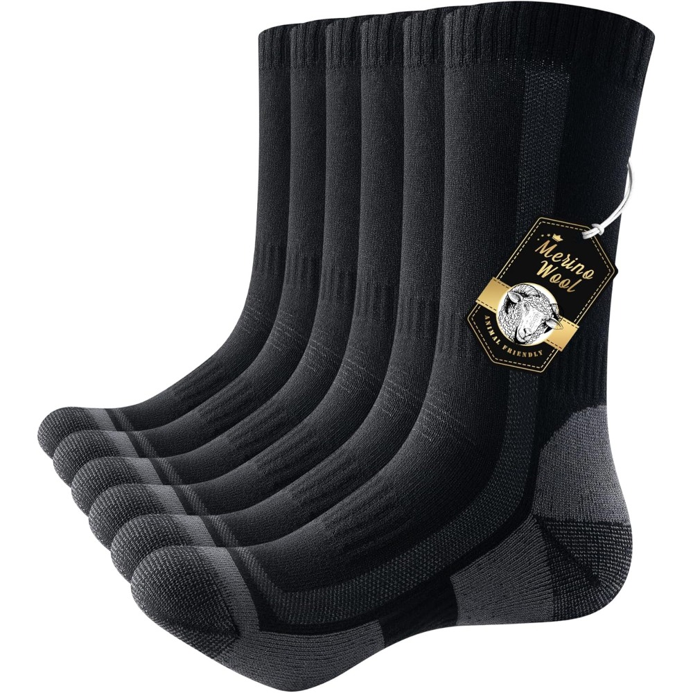 Image of Merino Socks Thermal Socks Men Women Hiking Socks Thick Merino Outdoor Trekking Socks Anti-blister Work Socks Winter Socks, 3 Pairs