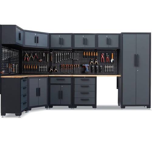 garage storage cabinet system 15pcs workshop set corner workshop set garage cabinets and storage system with corner drawers workbench pegboard for garage tool organization