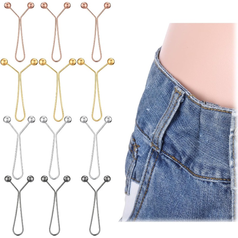 Random 12pcs Waist Tighteners For Women's Pants, Reusable Loose Jeans Waist Cincher Clips, Adjustable Waistband Tighteners For Trousers, Jeans, And Skirts