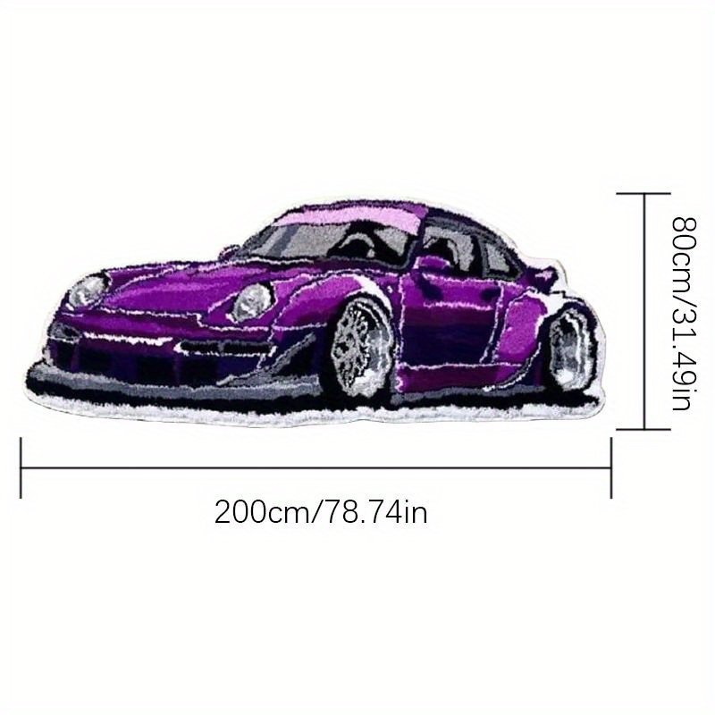 TEMU 1000g Cashmere Carpet With A 10mm Cartoon Racing , Ideal For Living Rooms And Bedrooms, Featuring A Creative Automotive Pattern. This Plush Rug