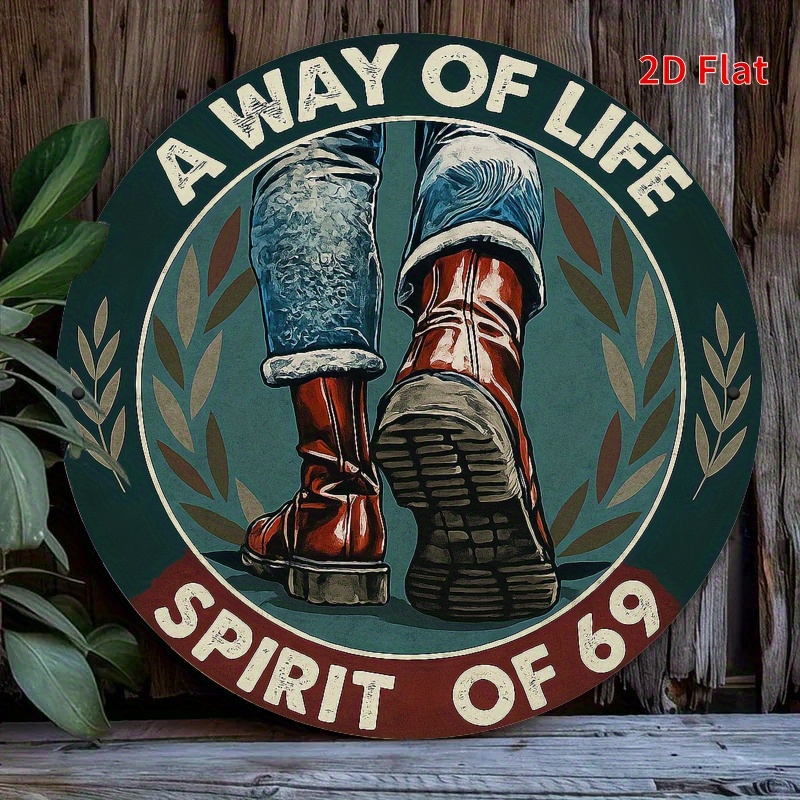 TEMU 2d Flat - [2d Flat] 2d Plane, 2d Flat Printing, 69 Ways Of Life, Metal Logo Design - Retro-inspired 69 Spirit Pattern With Lady's Shoe