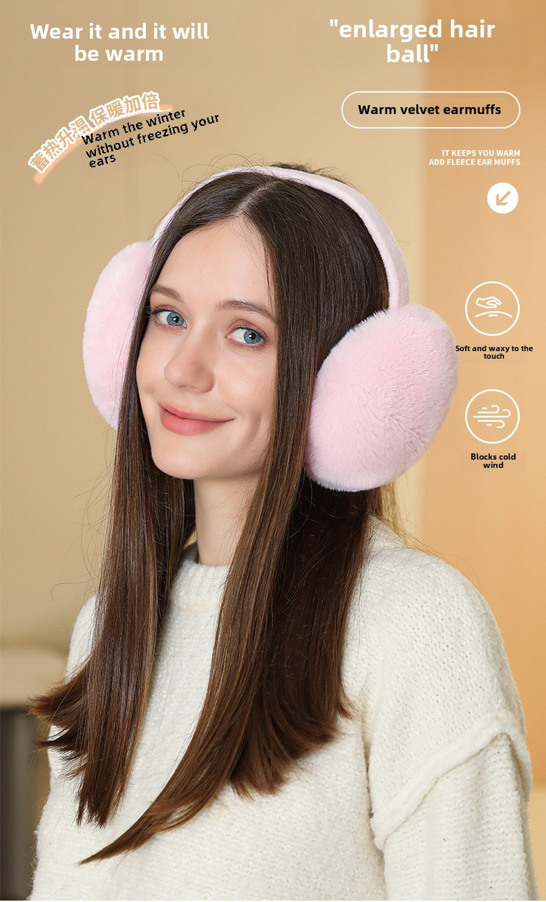 Winter Warmth Knit Fabric Earmuffs, Polyester Fuzzy Ear Warmers, Foldable Ear Protection, Fitted Style, with Hand Wash Only for Winter details 0