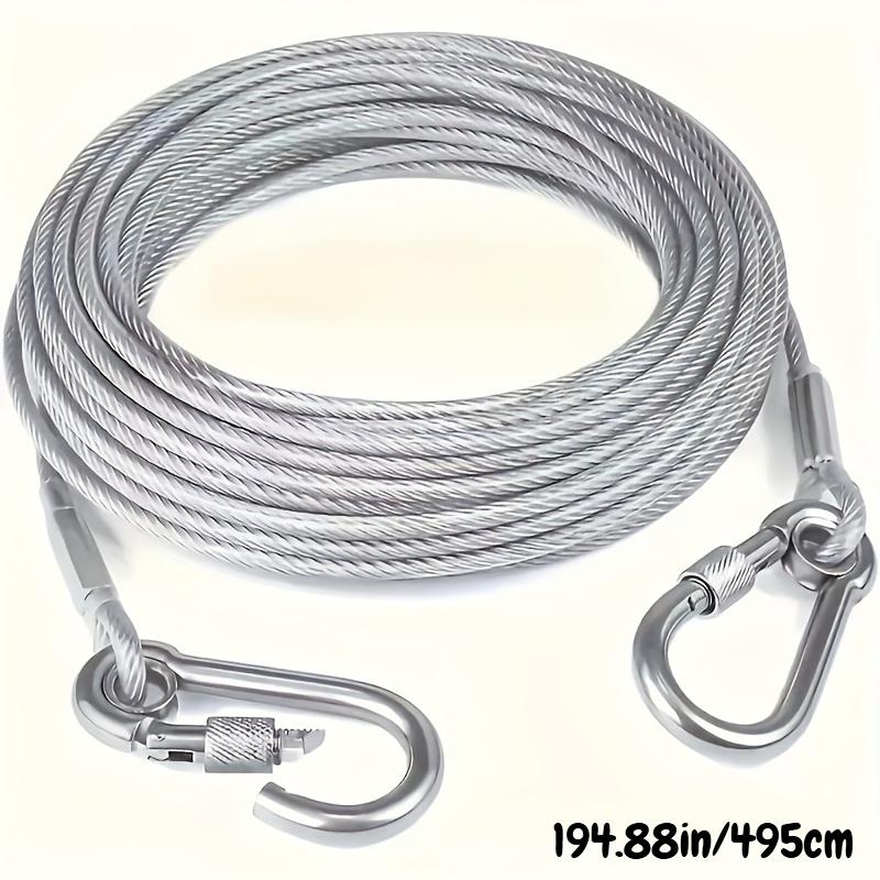 TEMU Stainless Steel Clothesline Cable With Locking Buckle & Hooks, Coated Heavy-duty Multipurpose Hanging Wire For Indoor & Outdoor Laundry And Pet