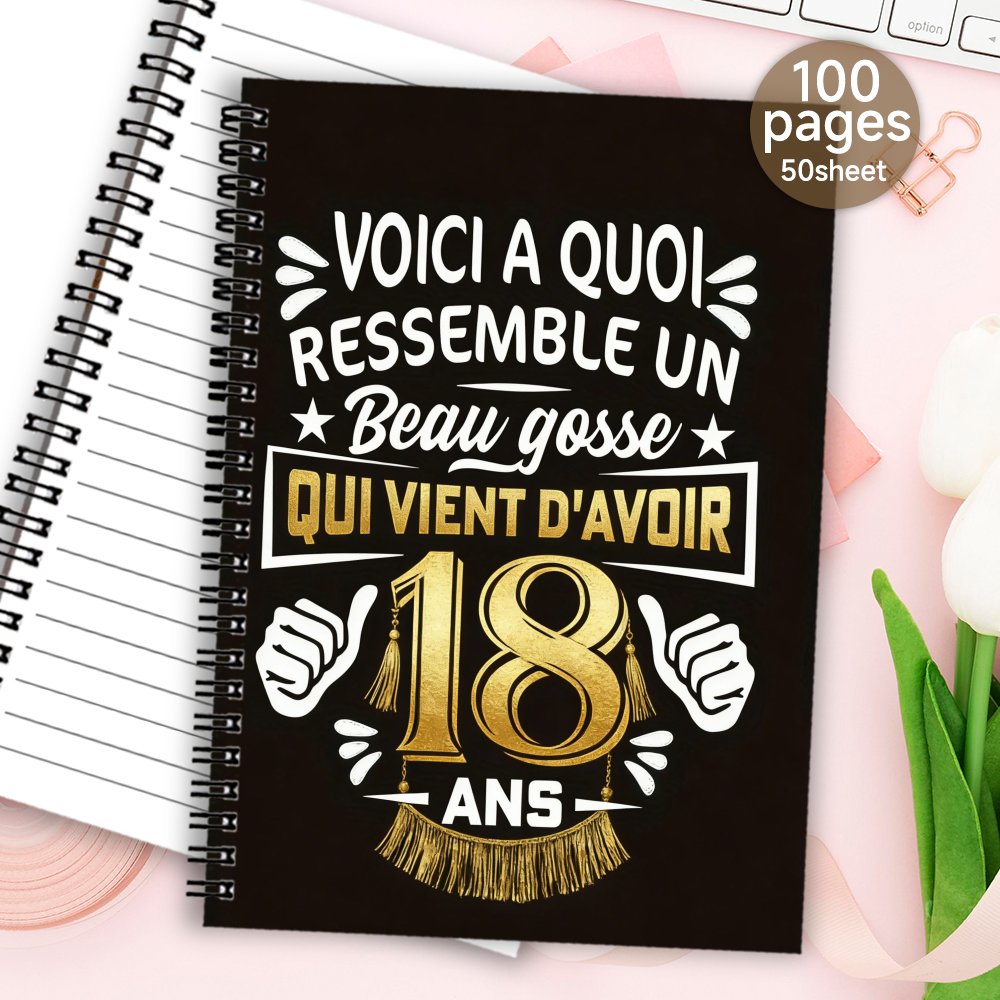 TEMU 1 pièce 'or à spirale français, 'invités, Livre de , Carnet à spirale, 'invités avec française pour du 18e anniversaire, Livre de souvenirs, Le