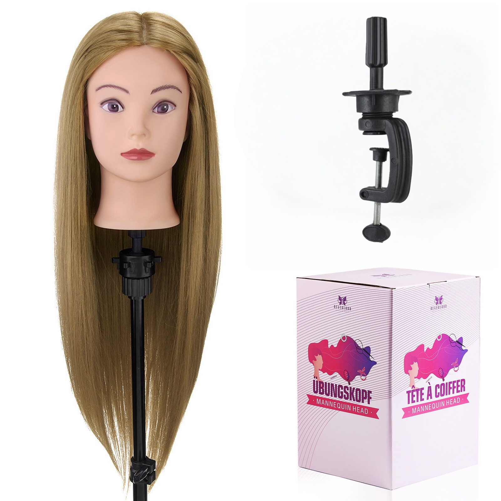 Neverland-blonde Mannequin 28 Inch Long Blonde Synthetic Hair Mannequin Head | For Hairdresser Practice Braiding Styling Cosmetology Manikin Manican Doll Training Head
