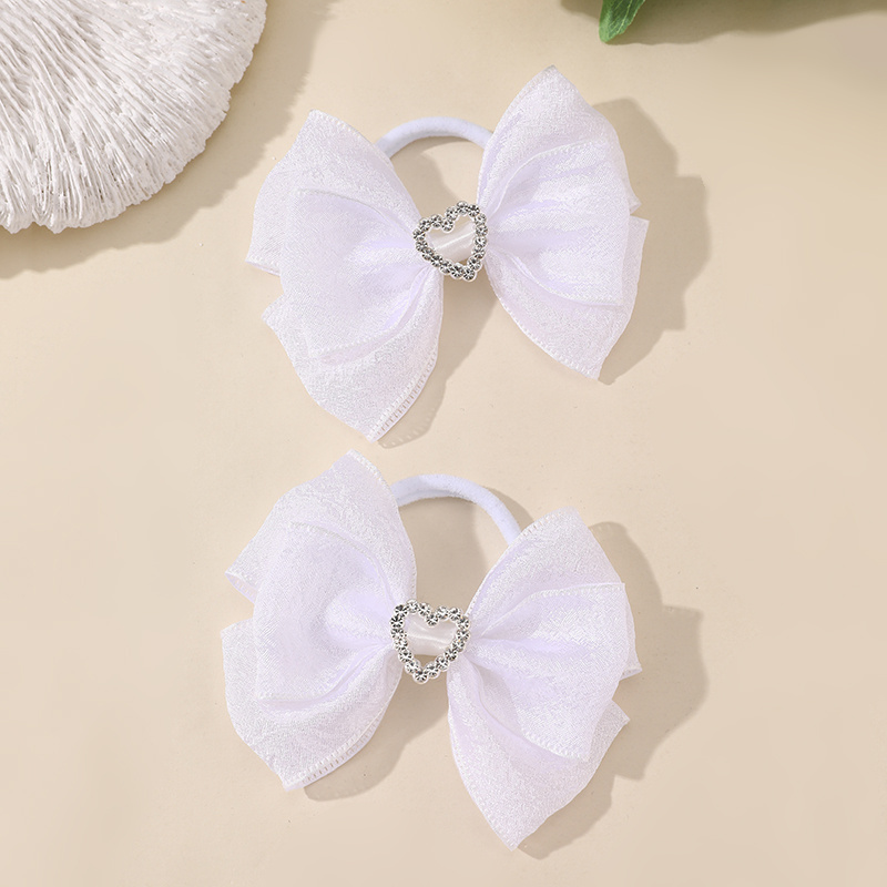 Image of 2pcs Bridal Headpiece, White Simple And Elegant Bow Hair Ties, Women's Fashion Hair Accessories