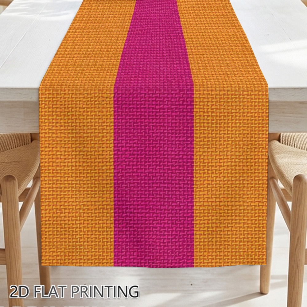 TEMU de mesa con impresión 2D, 1 pieza, estilo de rayas naranjas y rosas, de mesa rectangular para decoración de mesa de interior, exterior, hogar,