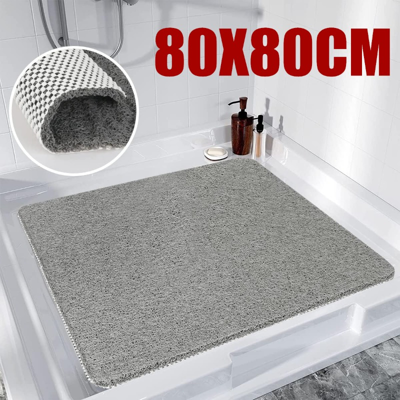 Image of 1pc Bath Mat 80x80cm, -slip Mat Drainage Holes, Pvc Loofah Massage Bath Mat For , Drying