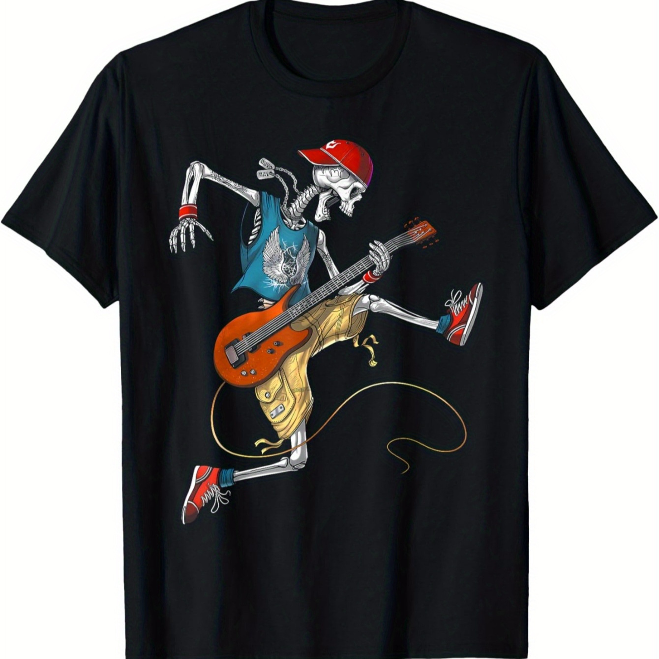 

Retro Skeleton Guitarist Cotton T-shirt - Soft & Comfortable, Couples, Ideal Gift For Music Lovers