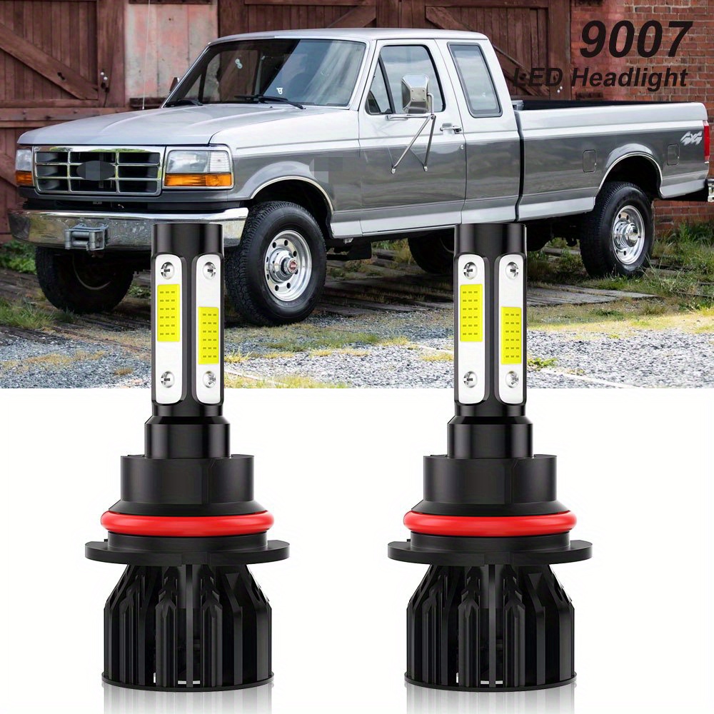 

For Ford For 1999 2000 2001 2002 2003 2004, 4-sides Led Headlight Bulbs Kit 9007/hb5 Beam Qty2, Super Lamps Kit 4000lm 6500k, With Cooling Fan, Without Battery