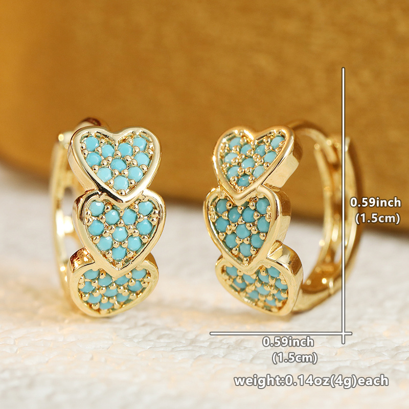 Women's Turquoise Heart-Shaped Circle Earrings, Handmade
